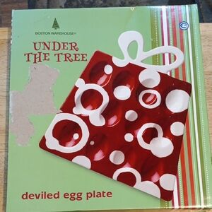 Boston Warehouse Red and White Holiday Deviled Egg Plate